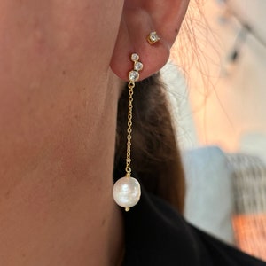 8MM Freshwater Pearl Earrings, Gold Pearl Drop Earrings, Minimalist Earrings, Dainty Pearl Earrings, Boho Earrings, Potato Pearl Earrings