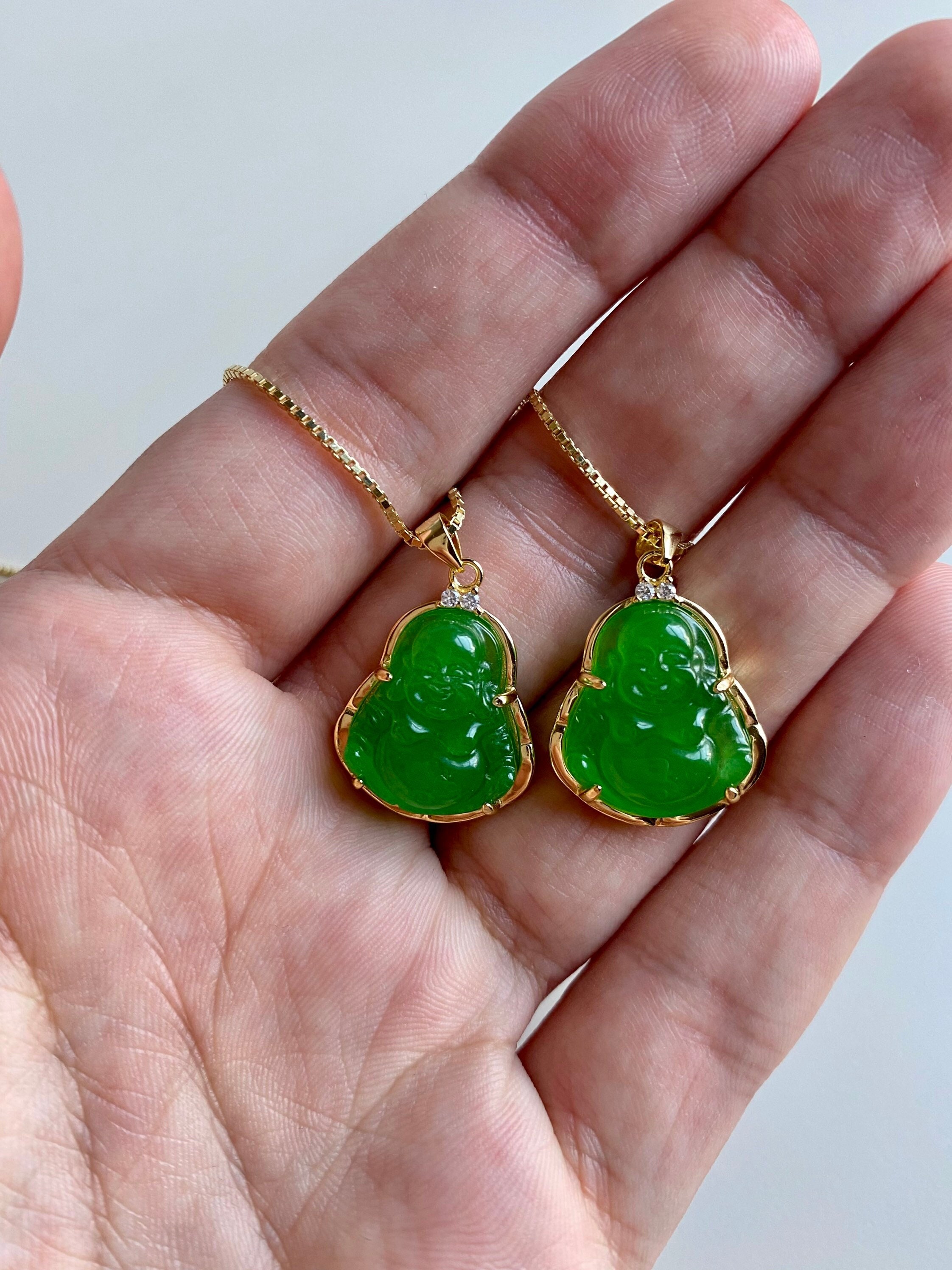 Genuine Green Jade Buddha Necklace 