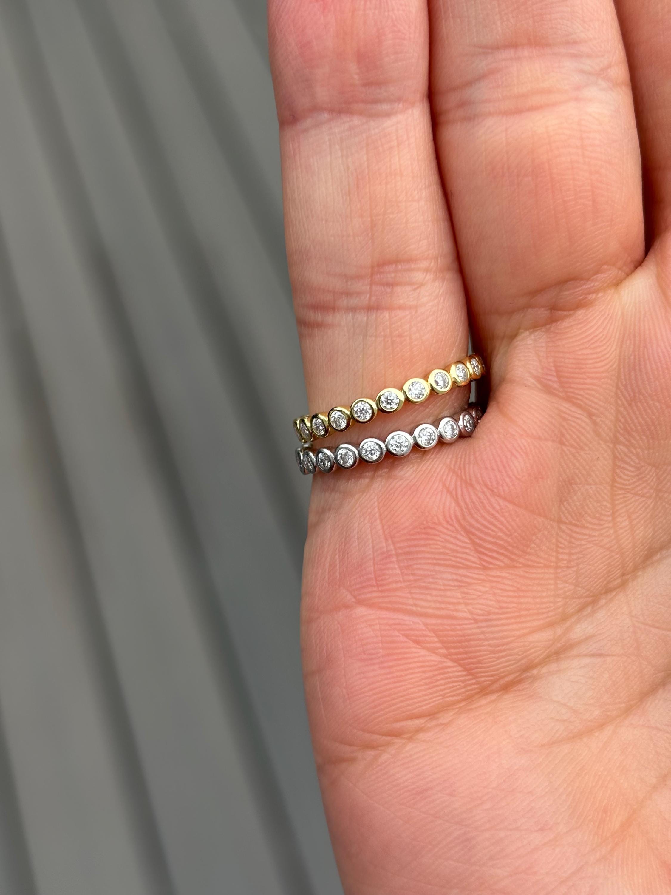 Dainty Moissanite Eternity Ring: 14K Gold Vermeil Stacking Band - Etsy