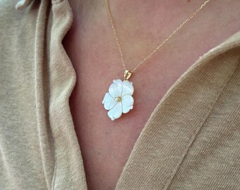 ネックレス・ペンダント [SILVER925] Mother of pearl Flower Egg Chain Necklace Genuine Mother of Pearl Flower Necklace, Flower Necklace
