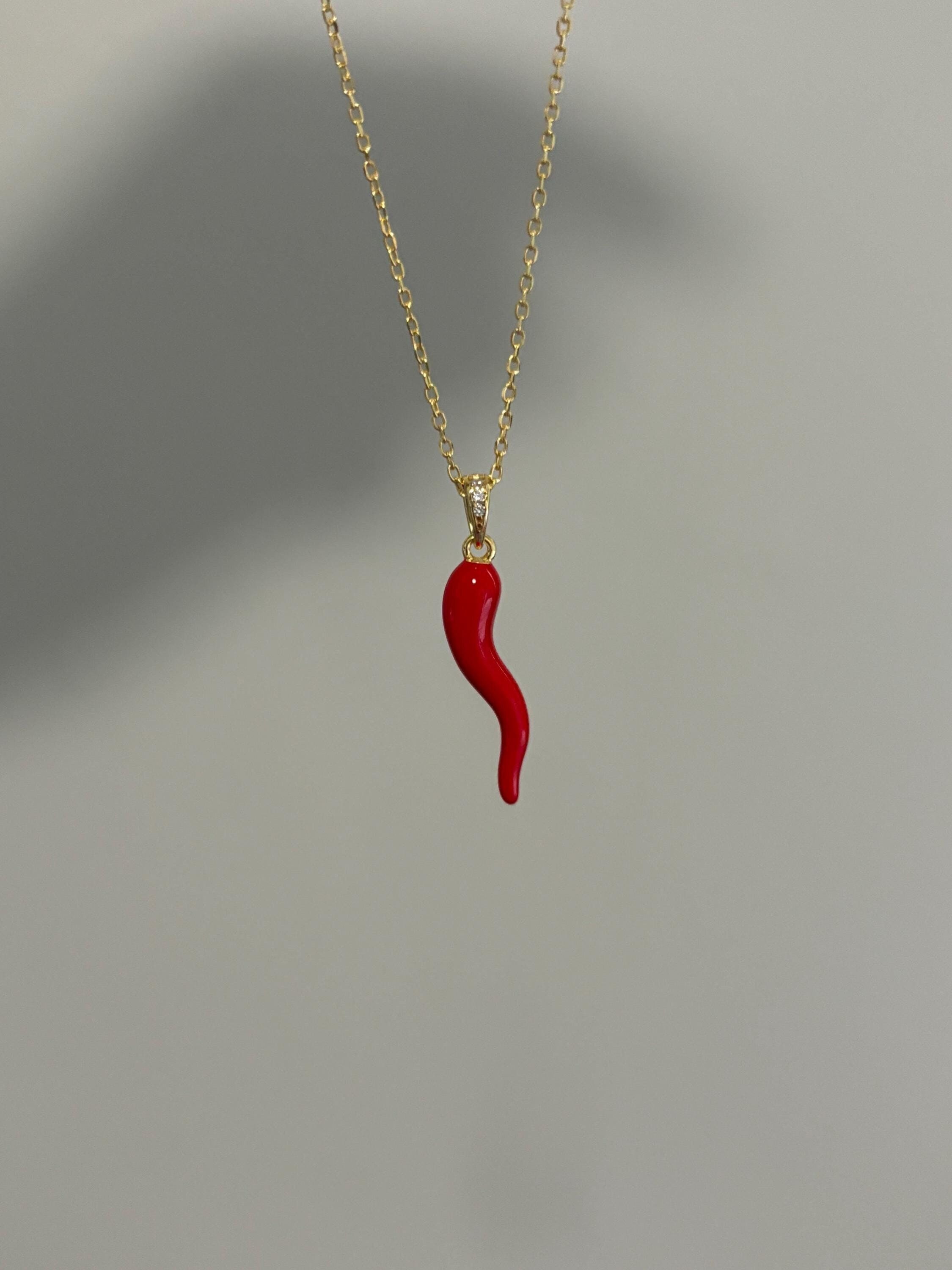 Italian Red Chilli Italian Chili Pepper Necklace 14k Gold Italian