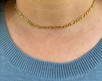 18K Gold Filled Figaro Chain, Gold Figaro Link Chain, Men Link Chain, Women Link Chain, Figaro Chain Necklace, 16, 18, and 20 inches