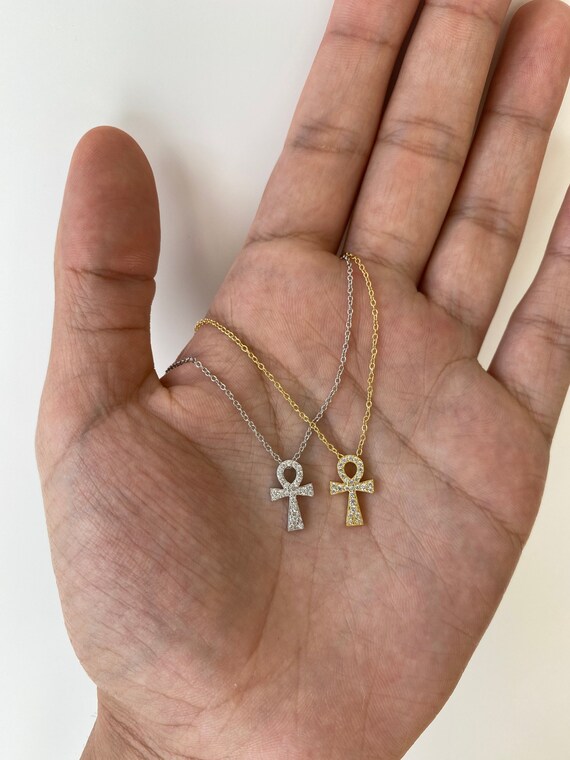 Ankh necklace store silver diamond