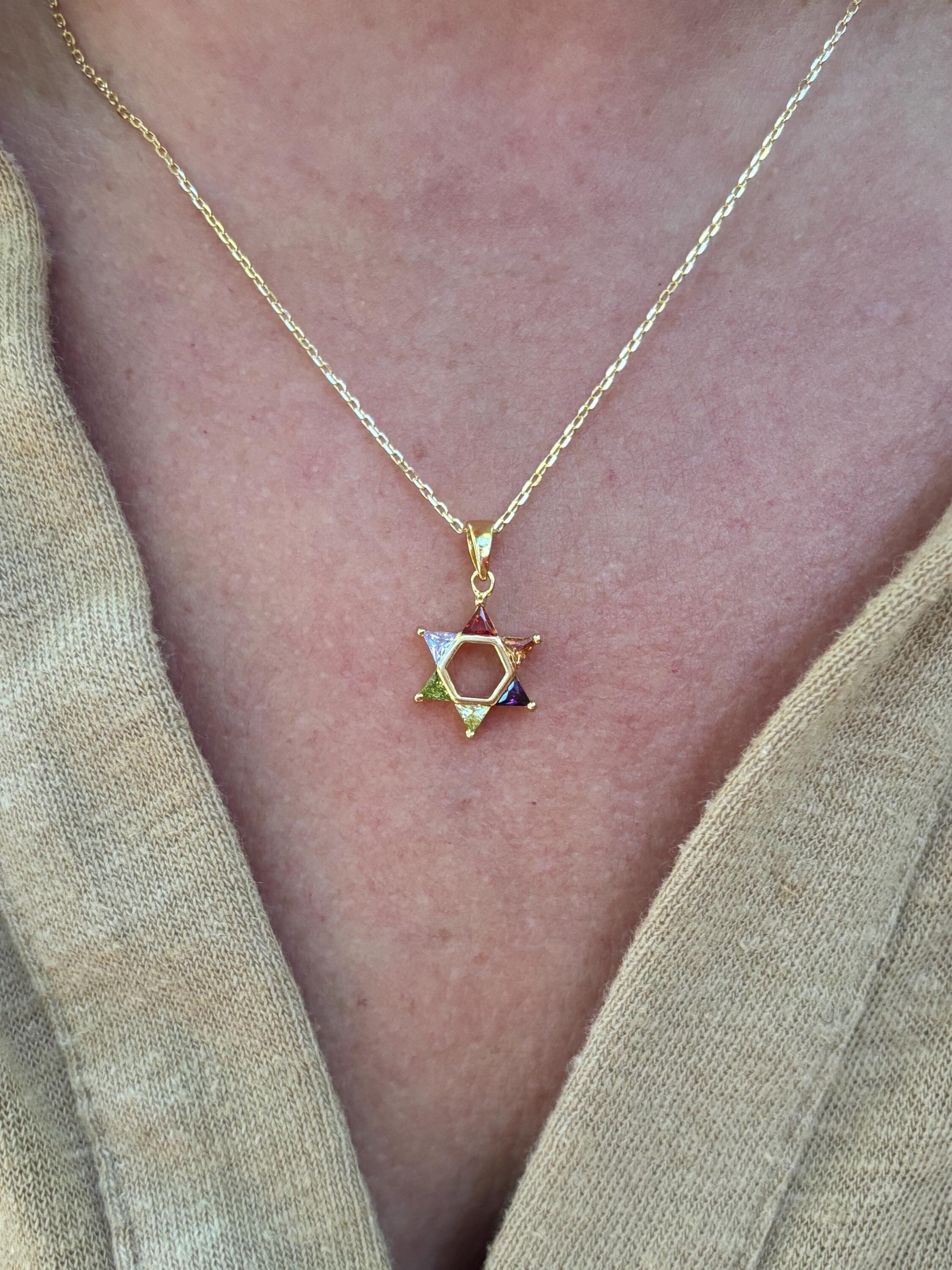 Collana con Stella di David in argento sterling - Ciondolo con mappa di Israele, gioielli ebraici - Italia