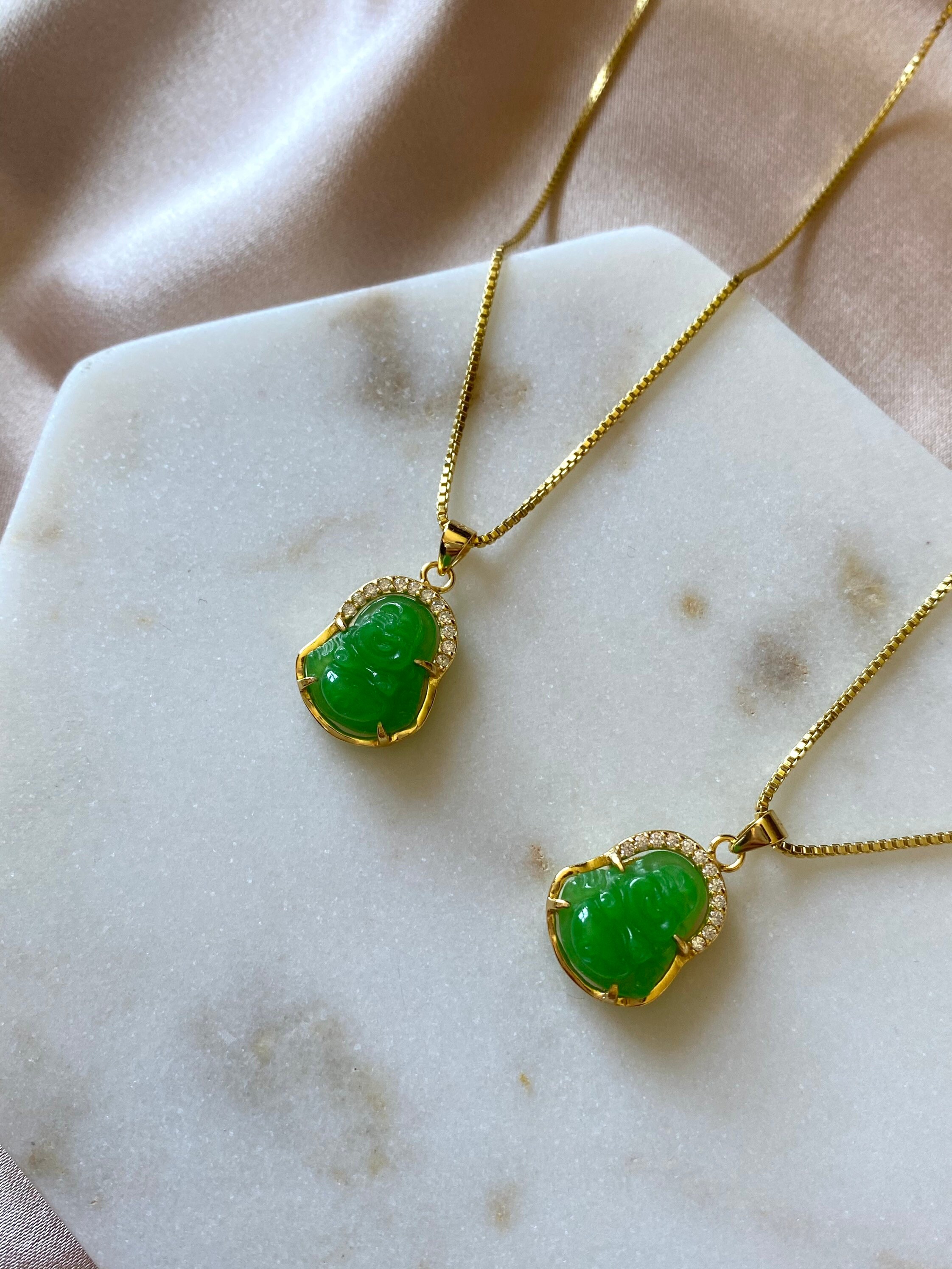 JADE BUDDA CHARM 翡翠 ブッダ チャーム 14K GOLD JADE BUDDA CHARM