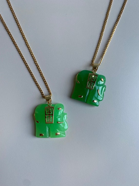 Jade Elephant Necklace Genuine Green 