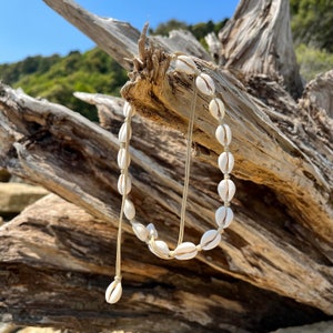 Cowrie Shell Choker Necklace with Adjustable Strings, Water and Tarnish Resistant Beach Jewellery, Inspired by Coastal Living