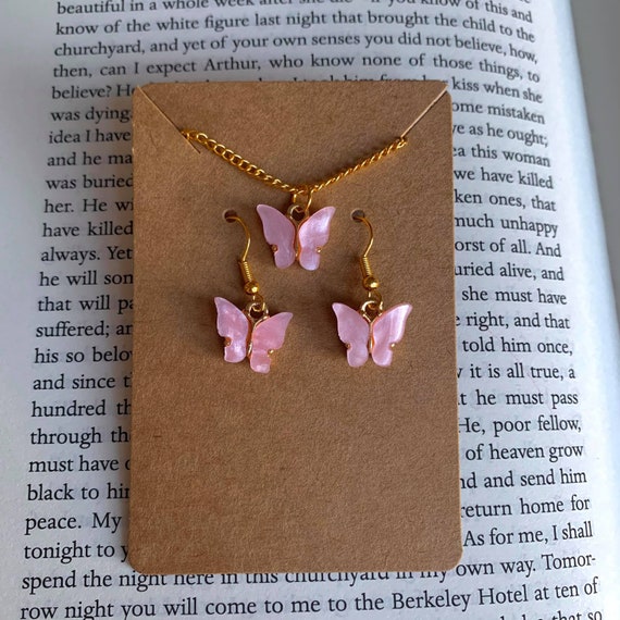 Butterfly Necklace & Earrings Set from the &#39;Butterfly Effect&#39; collection on 18&quot; gold chain
