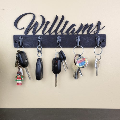 Personalized Key Holder for Wall: Birch Wood Key Rack