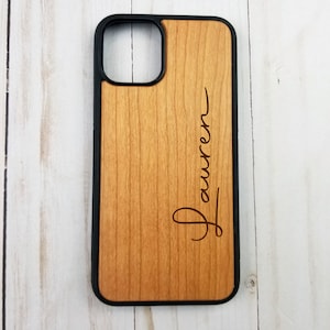 Personalized iPhone Case, Engraved Wood Phone Case, Custom iPhone Case
