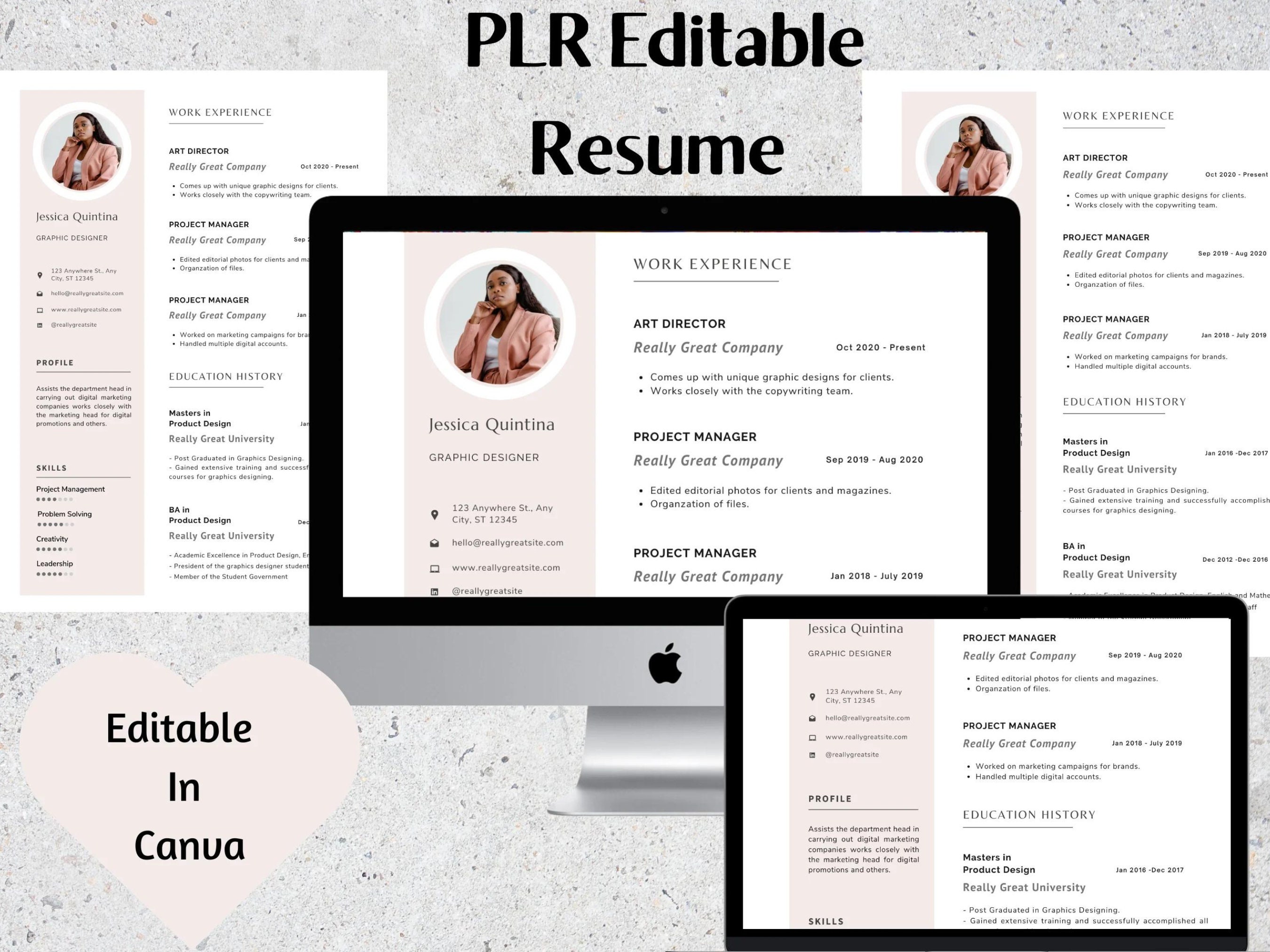 Editable Resume Template | Professional CV | Creative & Modern Design ...
