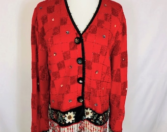 Vintage Berek Christmas Cardigan Sweater - Size M - NWT - Etsy