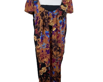 Vintage MAEVE Anthropologie Silk Floral + Solid Shift Dress Size S Multicolor + Black