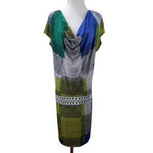 Vintage New BCBGMAXAZRIA Stretch Silk Jersey Knit Shift Dress Size M Multicolor, Black