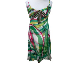 Sukienka Vintage Anthropologie BETH BOWLEY z jedwabiu, warstwowa, bez rękawów, z koralikami, rozmiar S - 6
