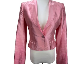 Chaqueta/Blazer ligero de seda rosa vintage de GIANFRANCO FERRE, talla IT38 US S