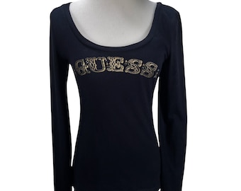 Vintage Y2K Guess Long-sleeve Knit Top With Rhinestones - XS - Etsy