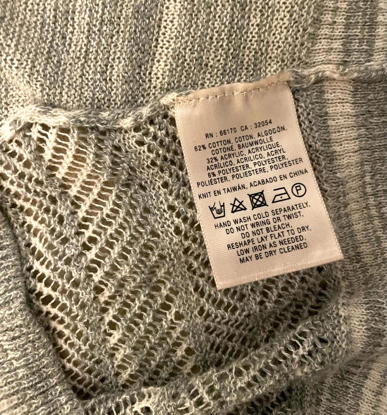 Suéter de punto con cuello en V y rayas color crema y gris de Moth by Anthropologie, talla L, ligero, con espalda abierta imagen 12