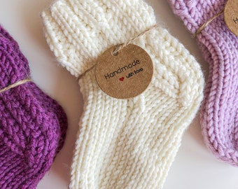 Chaussettes bébé 100 % laine mérinos. Fait main. Cadeau parfait pour les nouveaux parents. Chaussettes pour bébé de la meilleure qualité.