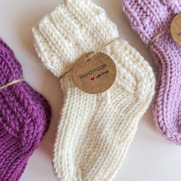 100% Merino Wolle Baby Socken. Handgefertigt. Perfektes Geschenk für neue Eltern. Beste Qualität für Babysocken.