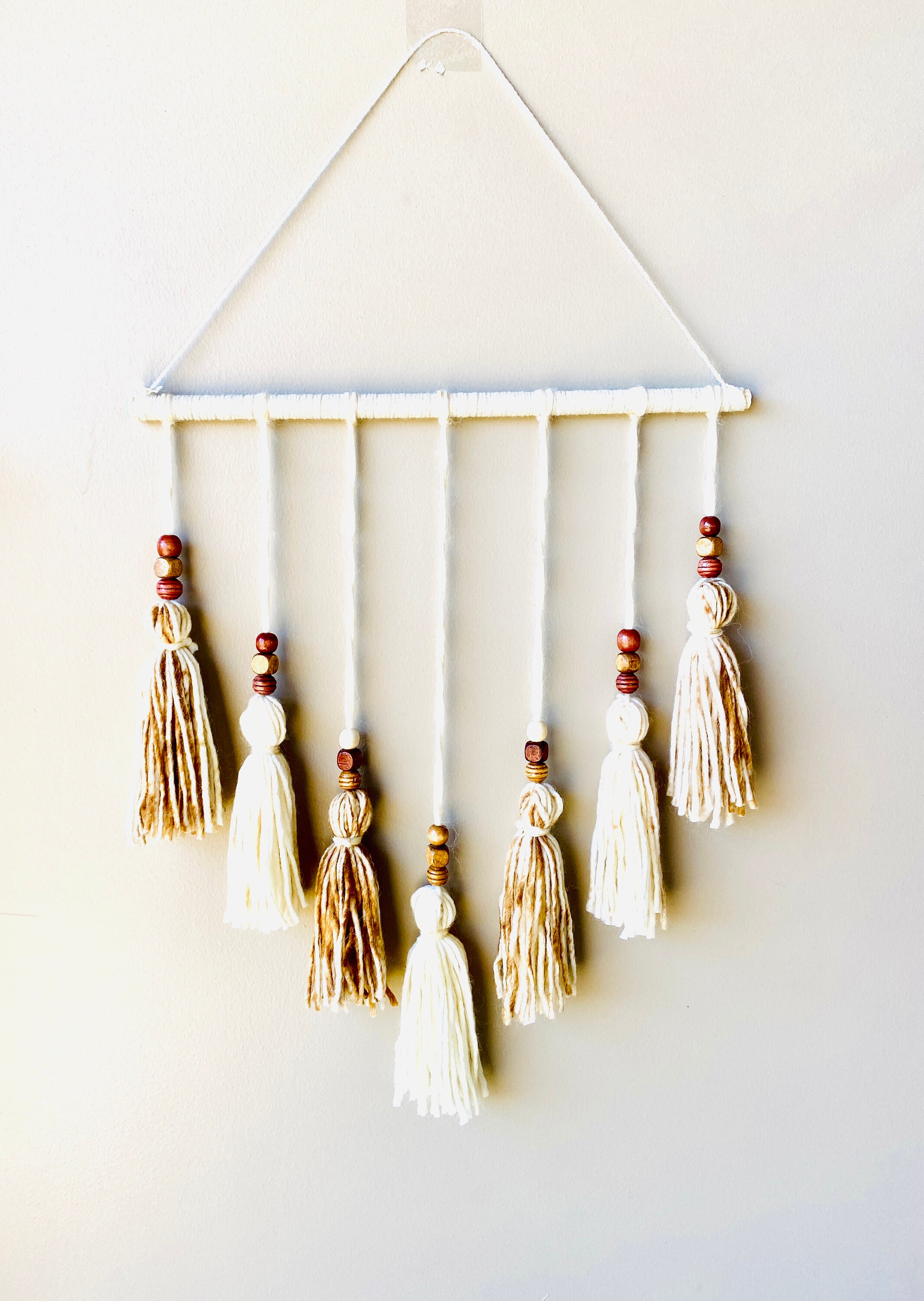 Tassel wall decor soft almond wool tassel wall hanging Etsy