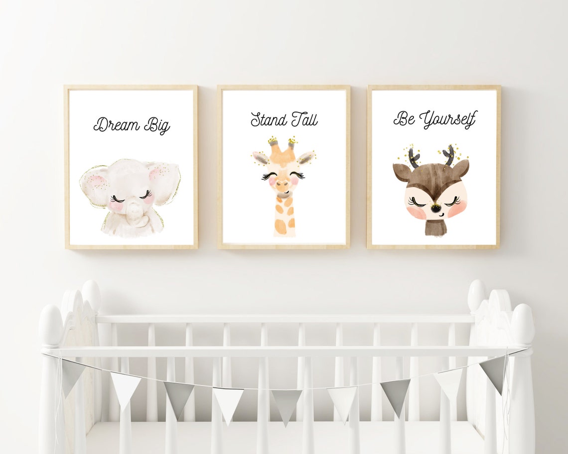 Animal Print Wall Decor Nursery Wall Art Set of Three Kids Etsy