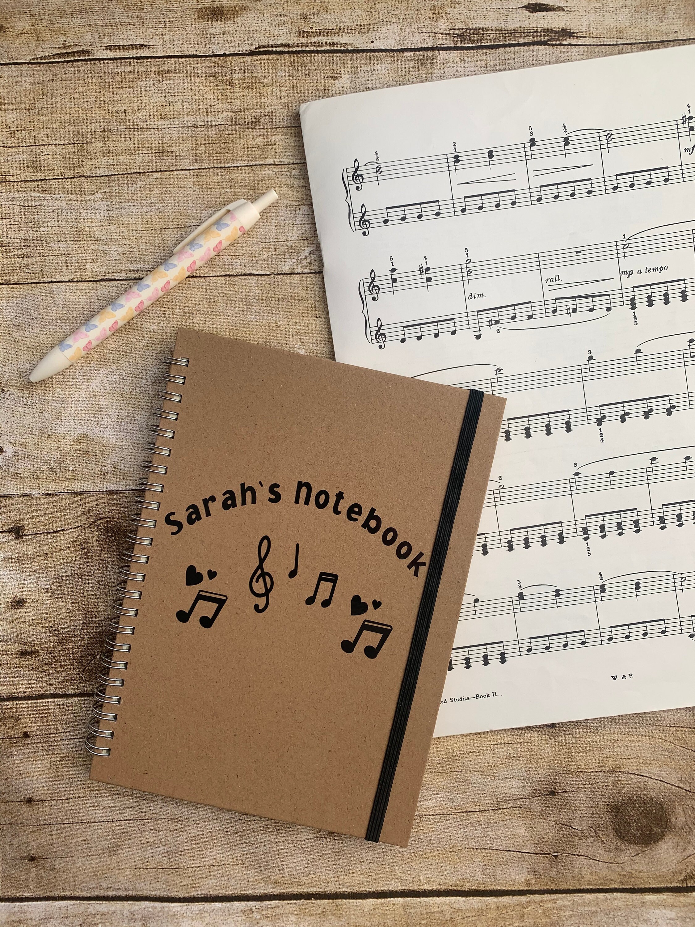 Personalised Notebook Music Notes Notebook Lined Etsy