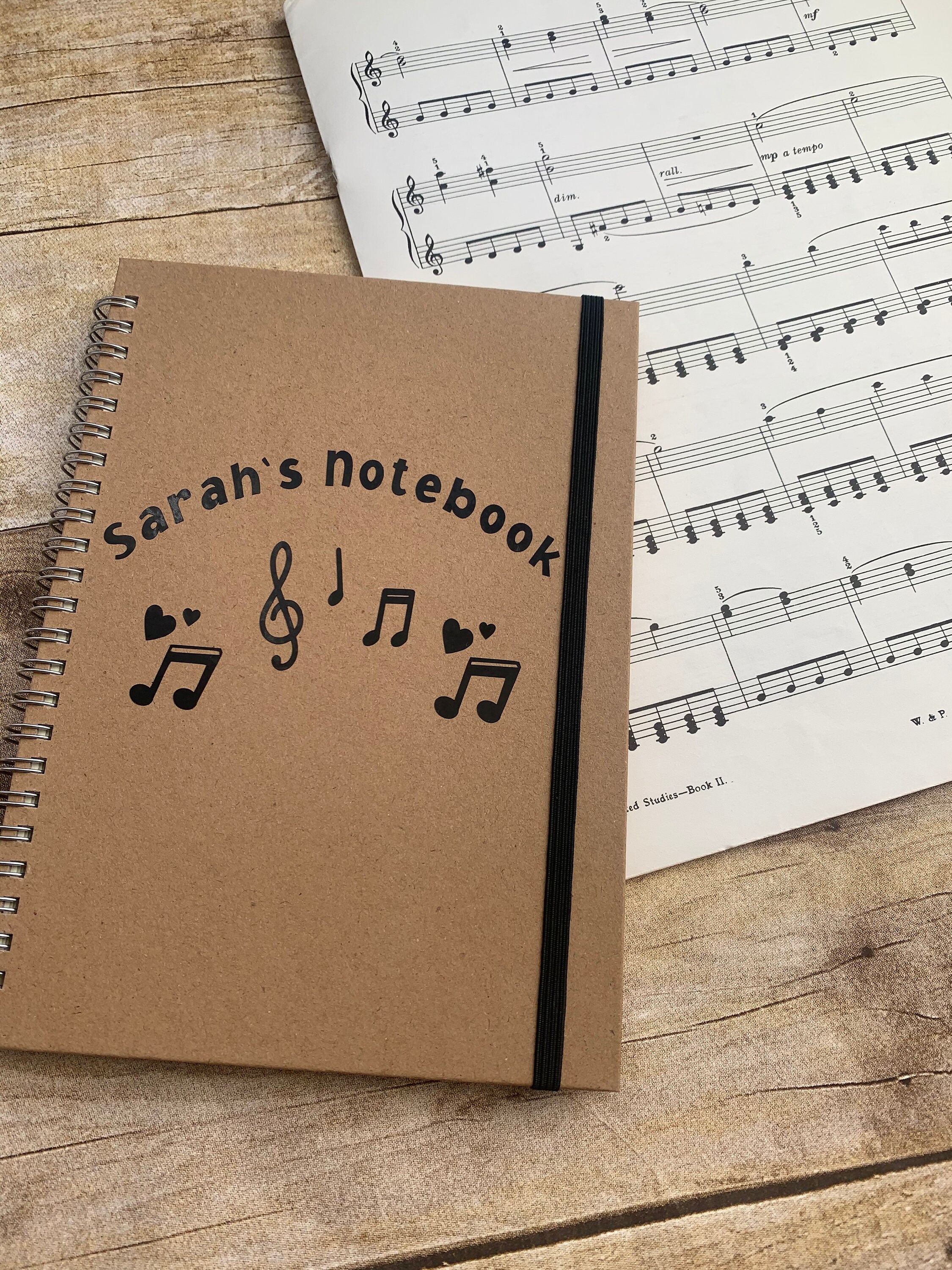 Personalised Notebook Music Notes Notebook Lined Etsy