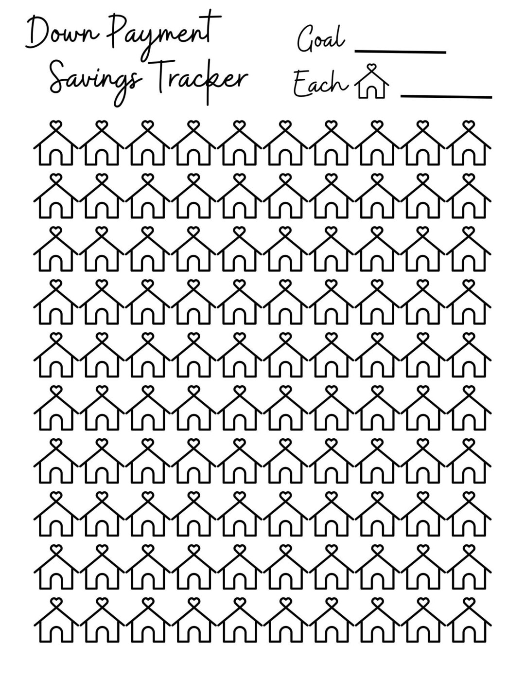 House Down Payment Savings Tracker Etsy