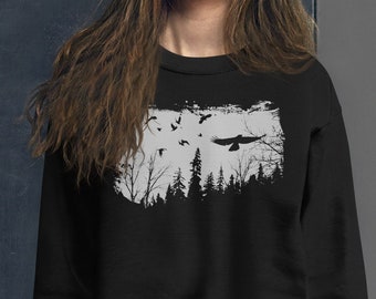 Forest Silhouette Sweatshirt: Unisex Goth Crow Clothing