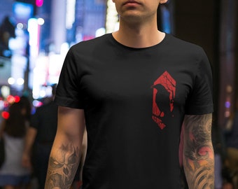 Black Crow T-Shirt / Raven Silhouette T-Shirt / Red Silhouette / Minimal Graphic / Crow T-Shirt / Front Art Print / Alternative Dark T-Shirt