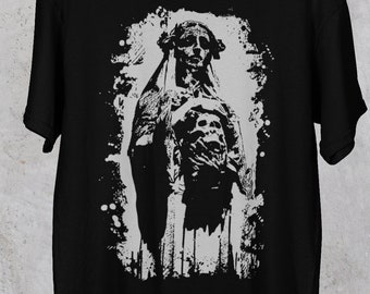 Dark Skull T-Shirt - Virgin Mary T-Shirt - Gothic Statue - Dark Art - Occult T-Shirt - Unisex Black T-Shirt