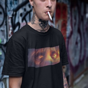 Alternatives T-Shirt Gothic und Horror, Unisex-T-Shirt, Oversize, dunkle alternative Kleidung, Pastell-Gothic-Kleidung, Augenkunst