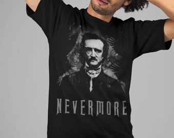 Edgar Allan Poe T-Shirt: Nevermore Goth Unisex Tee - Dark and Goth Clothing - Engraved Art - Victorian art lover