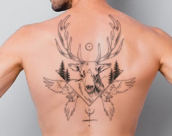 Deer Tattoo/ Deer Stencil Draw / Pochoir prêt à imprimer / Deer and Crows / Witchy Tattoo / b-friends tattoo / Goth Tattoo /