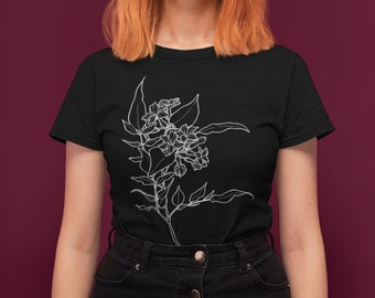 Jasmine Flower T-Shirt: Hand-Drawn Floral Graphic Tee