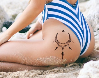 Moon and Star Tattoo Stencil: Witchy Goth Design (Digital Download)