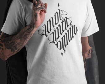 Omnia Vincit Amor T-Shirt | Latin Quote Tee | Gothic Minimal Shirt | Unisex Dark Aesthetic | Alternative Gift