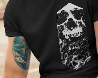 White Skull T-Shirt/ Unisex T-Shirt/ Black T-Shirt/ Gothic Wiccan Outfit/ Graphic T-Shirts/ Dark Alternative T-Shirt/ Goblincore T-Shirt/