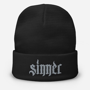 Goth Beanie / Sinner Beanie / Sinner hat / Embroidered Beanie / Winter Beanies / Pastel Goth Clothing / Grunge Outfit /