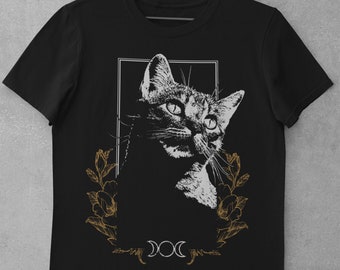 Witchy Black Cat T-Shirt: Okkultes Wicca-Kleid, dunkle Kleidung