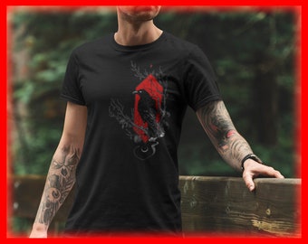 Black Raven T-Shirt: Hand-Drawn Esoteric Crow Graphic Tee
