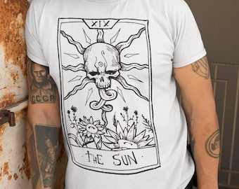 Tarot Card Sun Shirt: Skull Graphic Tee, Goth Clothes