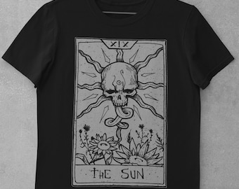 The Sun Tarot Card T-Shirt: Skull Vintage Print, Dark apparel, Pastel goth clothing