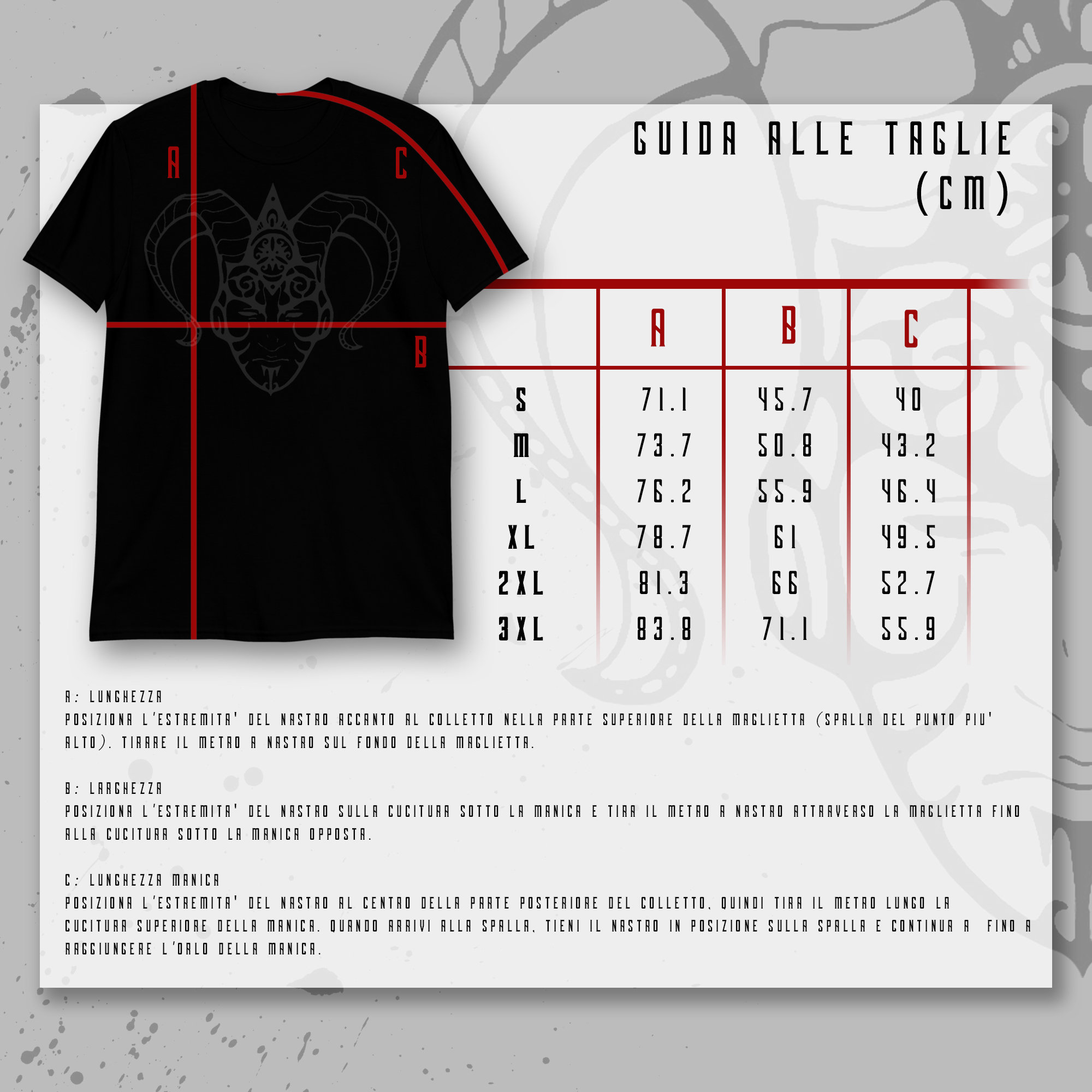 K&ouml;nnte beinhalten: Eine Gr&ouml;&szlig;entabelle f&uuml;r T-Shirts mit Ma&szlig;en in Zentimetern. Die Tabelle zeigt die L&auml;nge, Breite und &Auml;rmell&auml;nge f&uuml;r die Gr&ouml;&szlig;en S, M, L, XL, 2XL und 3XL.