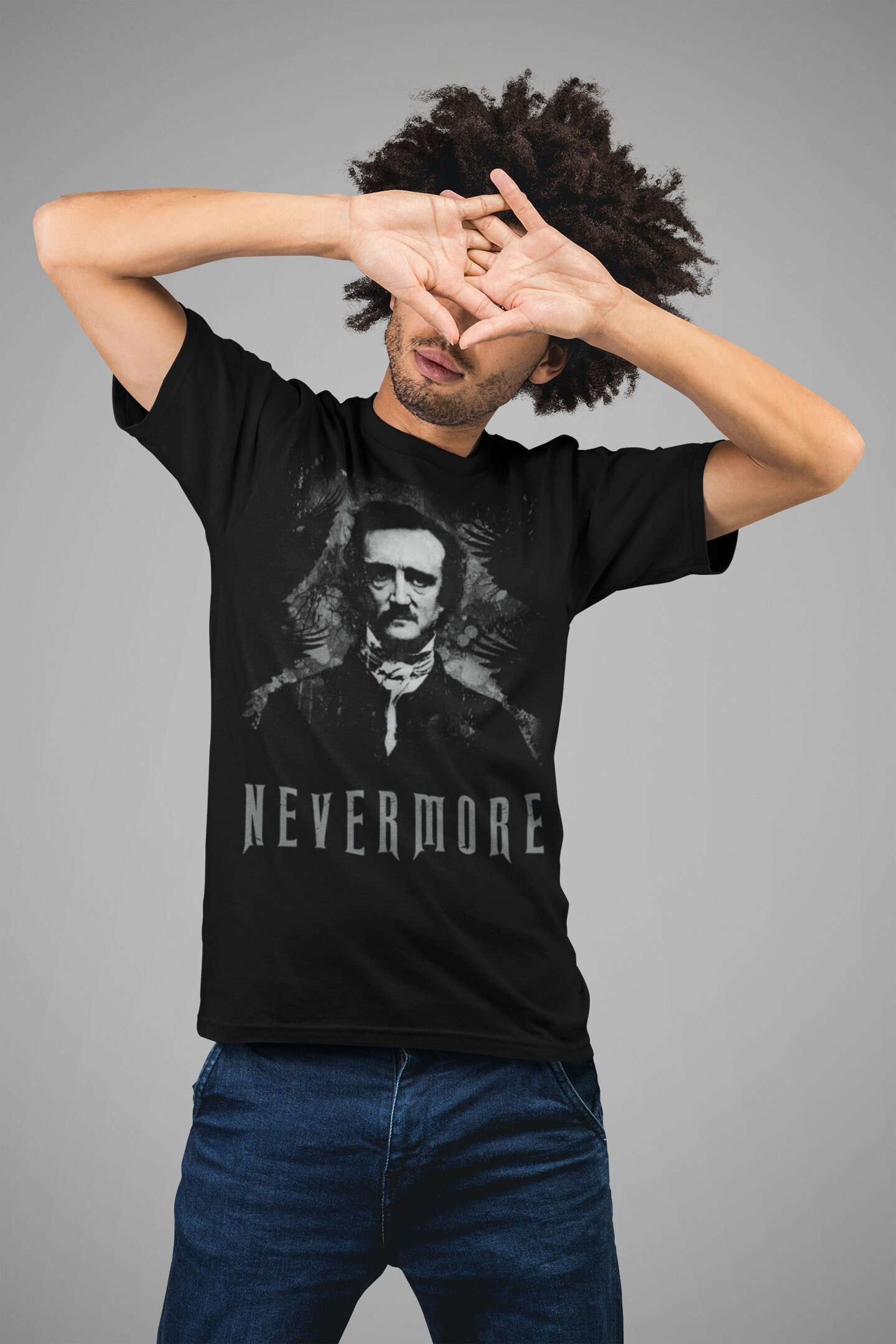 エドガー・アラン・ポーTシャツ：ネバーモア・ゴス・ユニセックスT 