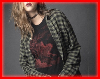 DEATH illustration by Gustave Dorè / Behold A Pale Horse/Red Edition Print/ Black T-shirt /Unisex t-shirt/ Alternative dark t shirt/
