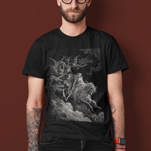 Illustration DEATH/ Gustave Dorè/ Behold A Pale Horse/ Grey Edition Print/ Black T-shirt/Unisex t-shirt/Halloween tee/ Alternative dark/ image 3