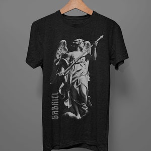 GABRIEL- Angel Gabriel T shirt- Engraved art - Angel Wings - Dark Art- Christian Art-