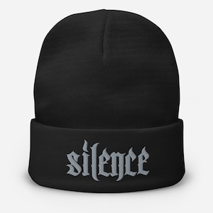 Goth beanie / SILENCE matter / Embroidered Beanie / Pastel Goth Clothing / Grunge Outfit / 2000 Fashion clothing /Y2K Beanie /